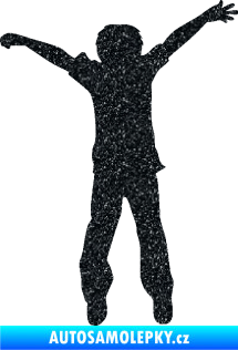 Samolepka Děti silueta 008 pravá kluk skáče Ultra Metalic černá