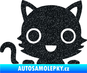 Samolepka Kočka 014 levá kočka v autě Ultra Metalic černá