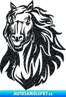 Samolepka Kůň 067 levá hlava s hřívou Ultra Metalic černá