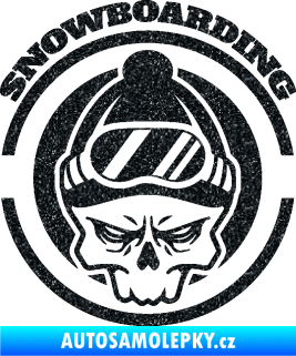 Samolepka Lebka snowboarding Ultra Metalic černá
