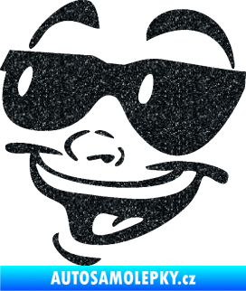 Samolepka Obličej 005 levá veselý s brýlemi Ultra Metalic černá