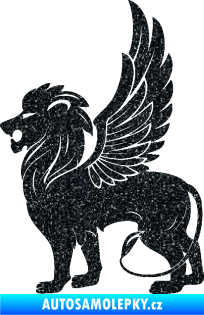 Samolepka Okřídlený lev 001 levá mytické zvíře Ultra Metalic černá