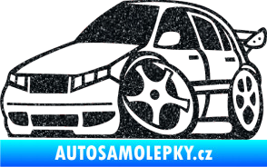 Samolepka Škoda Fabia 001 karikatura levá Ultra Metalic černá