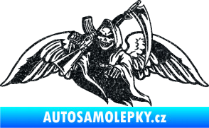Samolepka Smrtka 016 levá s křídly a kosou Ultra Metalic černá