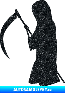 Samolepka Smrtka silueta s kosou levá Ultra Metalic černá
