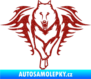 Samolepka Animal flames 039 levá  vlk Ultra Metalic červená