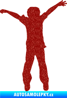 Samolepka Děti silueta 008 pravá kluk skáče Ultra Metalic červená
