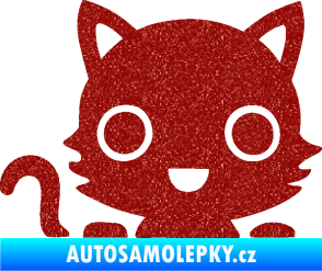 Samolepka Kočka 014 levá kočka v autě Ultra Metalic červená
