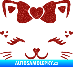 Samolepka Kočka 039 s mašličkou Ultra Metalic červená