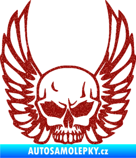 Samolepka Lebka 061 pravá s křídly Ultra Metalic červená