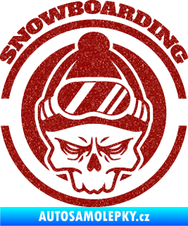 Samolepka Lebka snowboarding Ultra Metalic červená