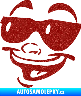 Samolepka Obličej 005 levá veselý s brýlemi Ultra Metalic červená