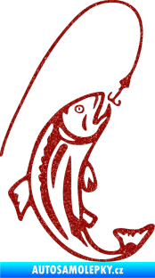 Samolepka Ryba s návnadou 003 pravá Ultra Metalic červená