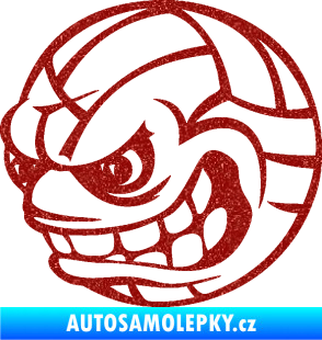 Samolepka Volejbalový míč 001 levá s obličejem Ultra Metalic červená