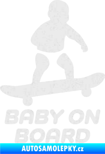 Samolepka Baby on board 008 pravá skateboard Ultra Metalic bílá