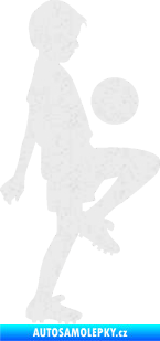 Samolepka Děti silueta 005 pravá kluk fotbalista Ultra Metalic bílá