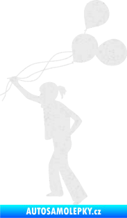 Samolepka Děti silueta 006 levá holka s balónky Ultra Metalic bílá