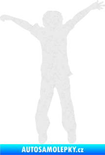 Samolepka Děti silueta 008 pravá kluk skáče Ultra Metalic bílá