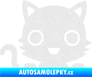 Samolepka Kočka 014 levá kočka v autě Ultra Metalic bílá