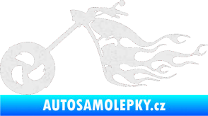 Samolepka Motorka 042 levá plameny Ultra Metalic bílá