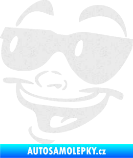 Samolepka Obličej 005 levá veselý s brýlemi Ultra Metalic bílá