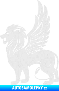 Samolepka Okřídlený lev 001 levá mytické zvíře Ultra Metalic bílá