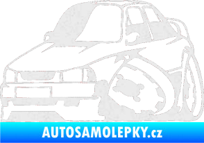 Samolepka Škoda 130 karikatura levá Ultra Metalic bílá