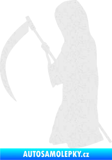 Samolepka Smrtka silueta s kosou levá Ultra Metalic bílá