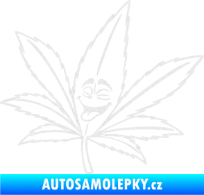 Samolepka Travka 003 levá lístek marihuany s obličejem Ultra Metalic bílá
