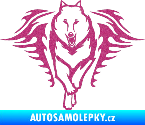 Samolepka Animal flames 039 levá  vlk Ultra Metalic růžová