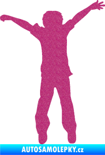 Samolepka Děti silueta 008 pravá kluk skáče Ultra Metalic růžová