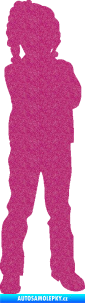 Samolepka Děti silueta 009 pravá holčička Ultra Metalic růžová