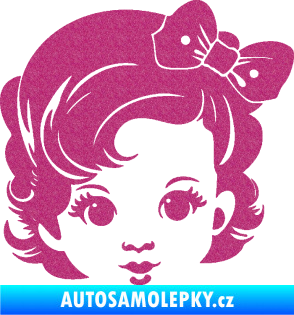 Samolepka Dítě v autě 110 pravá holčička s mašlí Ultra Metalic růžová