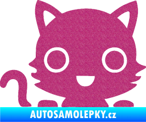 Samolepka Kočka 014 levá kočka v autě Ultra Metalic růžová