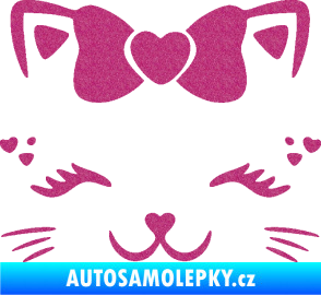 Samolepka Kočka 039 s mašličkou Ultra Metalic růžová