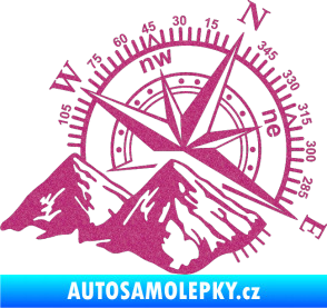 Samolepka Kompas 002 pravá hory Ultra Metalic růžová