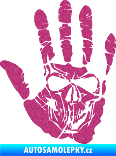 Samolepka Lebka 032 levá otisk dlaně Ultra Metalic růžová