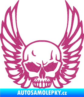 Samolepka Lebka 061 pravá s křídly Ultra Metalic růžová