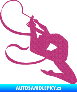 Samolepka Moderní gymnastika 001 pravá gymnastka se stuhou Ultra Metalic růžová