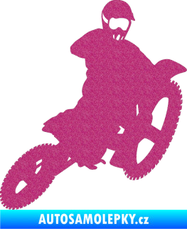 Samolepka Motorka 004 pravá motokros Ultra Metalic růžová