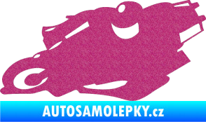 Samolepka Motorka 007 levá silniční motorky Ultra Metalic růžová