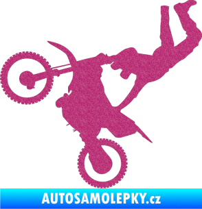 Samolepka Motorka 008 levá motokros freestyle Ultra Metalic růžová