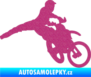Samolepka Motorka 030 pravá motokros Ultra Metalic růžová