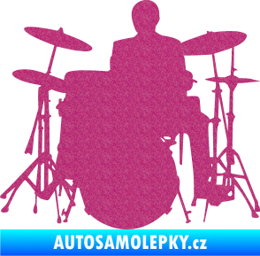 Samolepka Music 009 levá hráč na bicí Ultra Metalic růžová