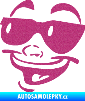 Samolepka Obličej 005 levá veselý s brýlemi Ultra Metalic růžová
