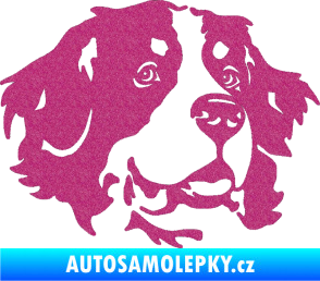 Samolepka Pes 131 pravá bernský salašnický pes Ultra Metalic růžová