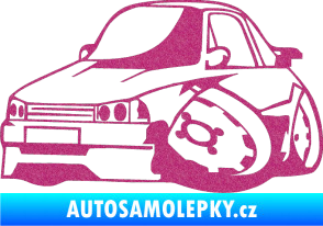 Samolepka Škoda 120 karikatura levá Ultra Metalic růžová