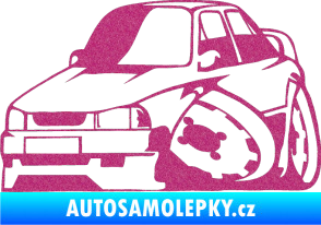 Samolepka Škoda 130 karikatura levá Ultra Metalic růžová
