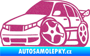 Samolepka Škoda Fabia 001 karikatura levá Ultra Metalic růžová