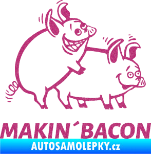 Samolepka Veselá prasátka makin bacon pravá Ultra Metalic růžová
